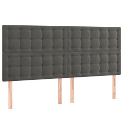 Sommier tapissier matelas et LED Gris foncé 200x200 cm Velours
