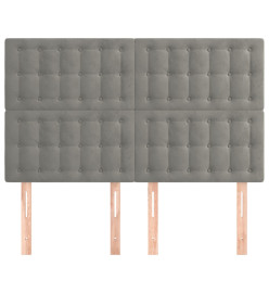 Têtes de lit 4 pcs Gris clair 72x5x78/88 cm Velours