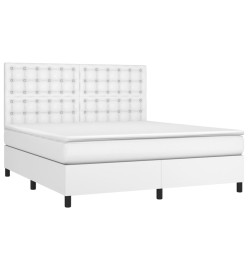 Sommier tapissier et matelas et LED Blanc 160x200 cm Similicuir