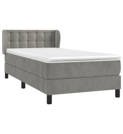 Lit à sommier tapissier et matelas Gris clair 90x200 cm Velours