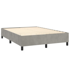 Sommier tapissier matelas et LED Gris clair 140x190 cm Velours