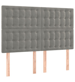 Sommier tapissier matelas et LED Gris clair 140x200 cm Velours