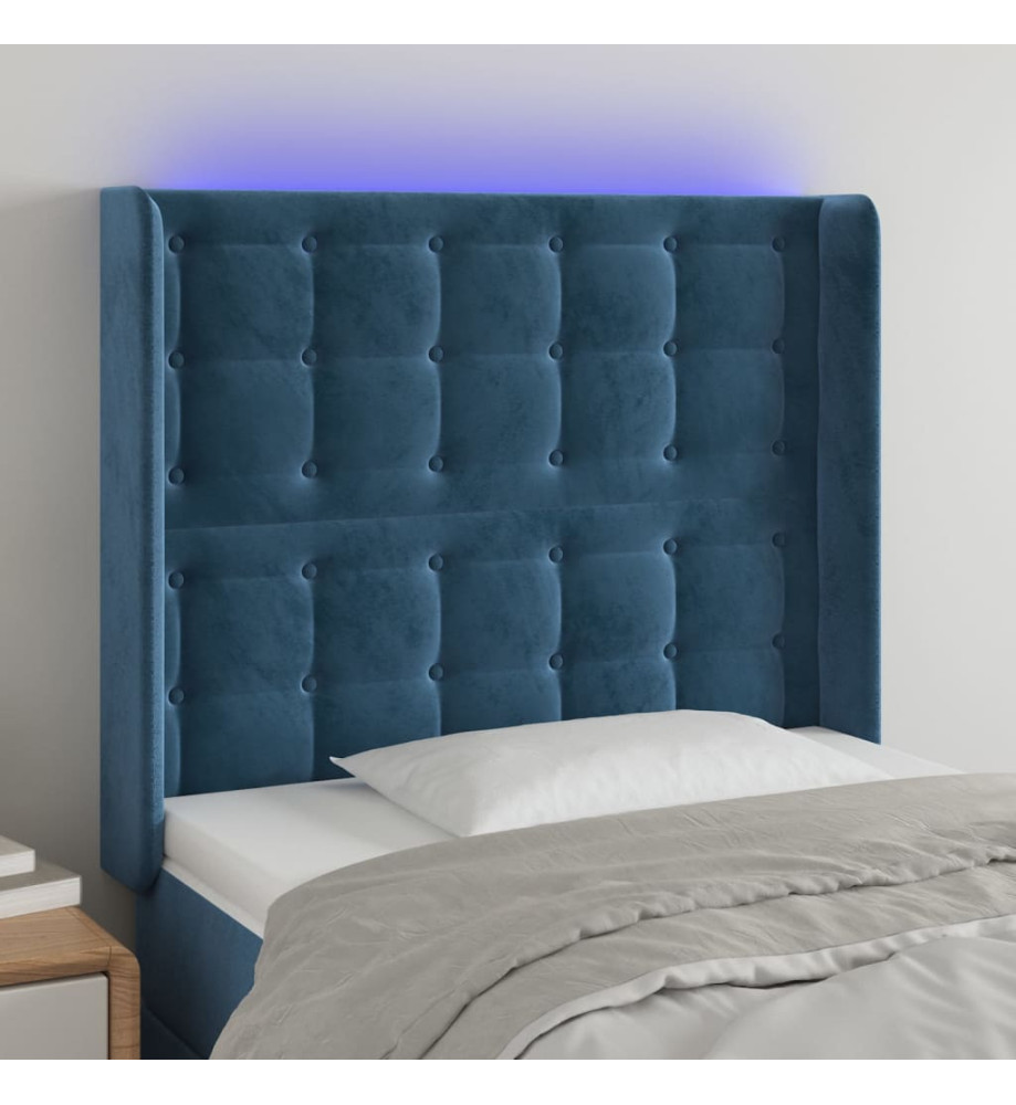Tête de lit à LED Bleu foncé 83x16x118/128 cm Velours Tête de lit à LED Bleu foncé 83x16x118/128 cm Velours