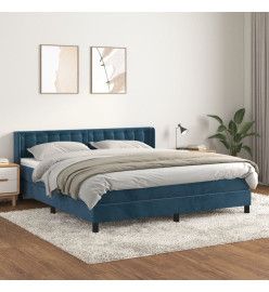 Lit à sommier tapissier et matelas Bleu foncé 160x200cm Velours