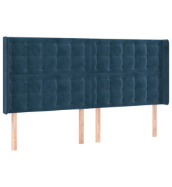 Sommier tapissier matelas et LED Bleu foncé 160x200 cm Velours