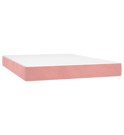 Sommier tapissier avec matelas et LED Rose 140x190 cm Velours