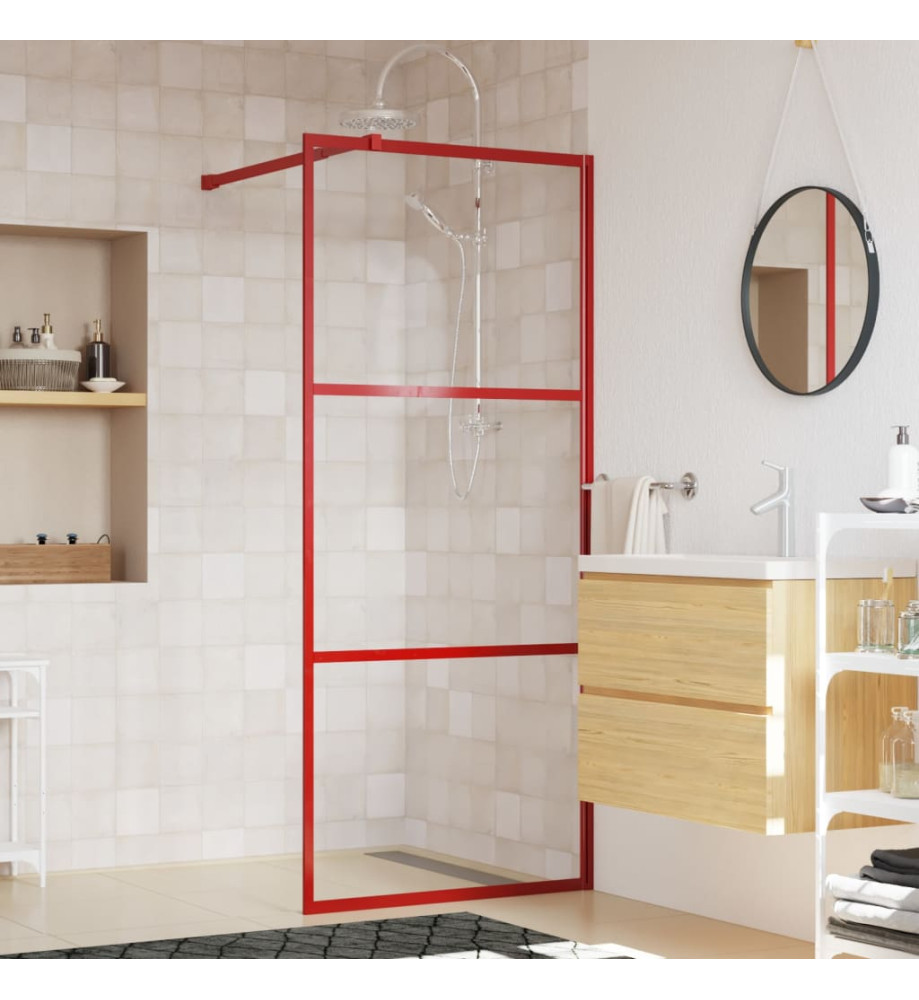 Paroi de douche avec verre ESG transparent rouge 80x195 cm