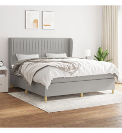 Lit à sommier tapissier avec matelas Gris clair 180x200cm Tissu