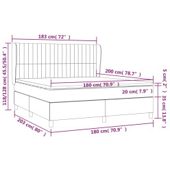 Lit à sommier tapissier avec matelas Gris clair 180x200cm Tissu
