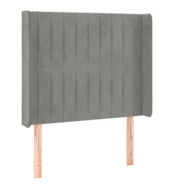 Sommier tapissier et matelas et LED Gris clair 90x200cm Velours
