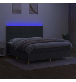 Sommier tapissier et matelas et LED Gris foncé 180x200 cm Tissu