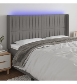 Tête de lit à LED Gris foncé 183x16x118/128 cm Tissu