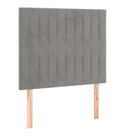 Sommier tapissier et matelas et LED Gris clair 90x190cm Velours