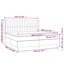 Sommier tapissier avec matelas et LED Noir 200x200 cm Velours