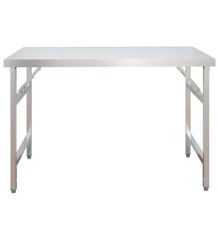 Table de travail de cuisine avec étagère 120x60x145 cm Inox