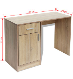 Bureau avec tiroir et placard 100 x 40 x 73 cm Chêne