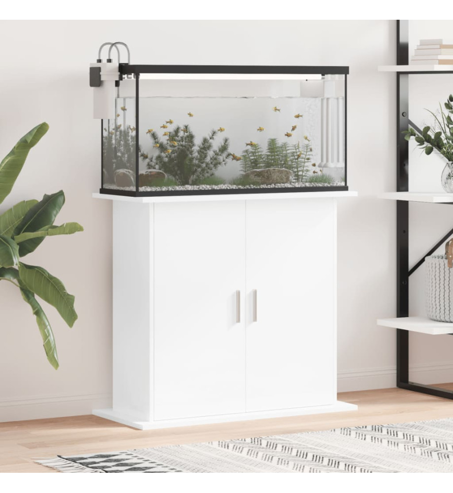 Support d'aquarium blanc brillant 81x36x73 cm bois d'ingénierie