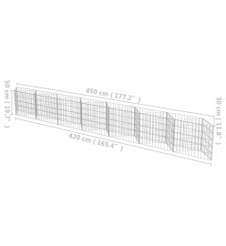 Mur de gabion Acier galvanisé 450 x 30 x 50 cm