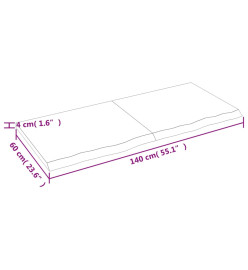 Étagère murale gris foncé 140x60x4 cm bois chêne massif traité