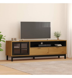 Meuble TV avec porte vitrée FLAM 158x40x50cm bois massif de pin