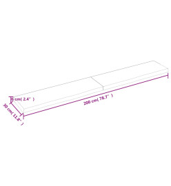 Étagère murale gris foncé 200x30x6 cm bois chêne massif traité