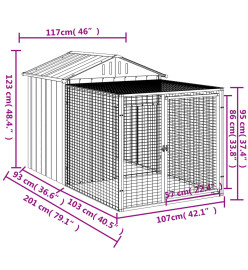 Poulailler avec cour gris clair 117x201x123 cm acier galvanisé