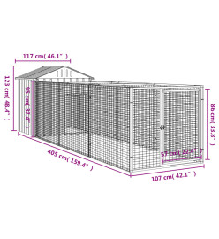 Niche pour chien avec toit gris clair 117x405x123 cm