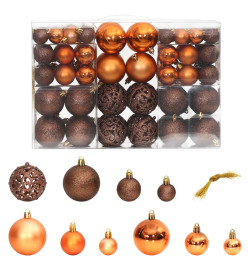 Boules de Noël 100 pcs marron 3 / 4 / 6 cm