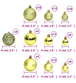 Boules de Noël 100 pcs vert clair 3 / 4 / 6 cm