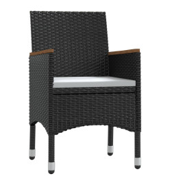 Mobilier de salle à manger d'extérieur avec coussins 3 pcs Noir