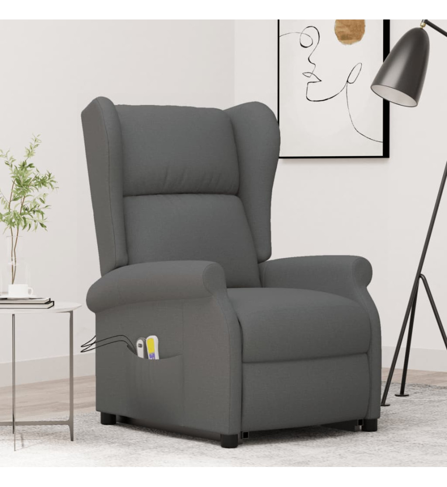 Fauteuil de massage inclinable Gris foncé Tissu