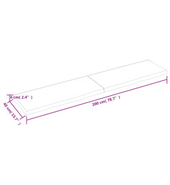 Étagère murale gris foncé 200x40x6 cm bois chêne massif traité