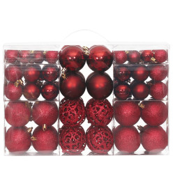 Boules de Noël 100 pcs rouge bordeaux 3 / 4 / 6 cm