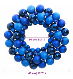 Couronne de Noël bleu 45 cm polystyrène