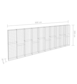 Mur à gabion avec couvercles Acier galvanisé 600 x 30 x 200 cm