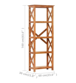 Bibliothèque 60x30x160 cm Bois massif d'acacia et finition miel