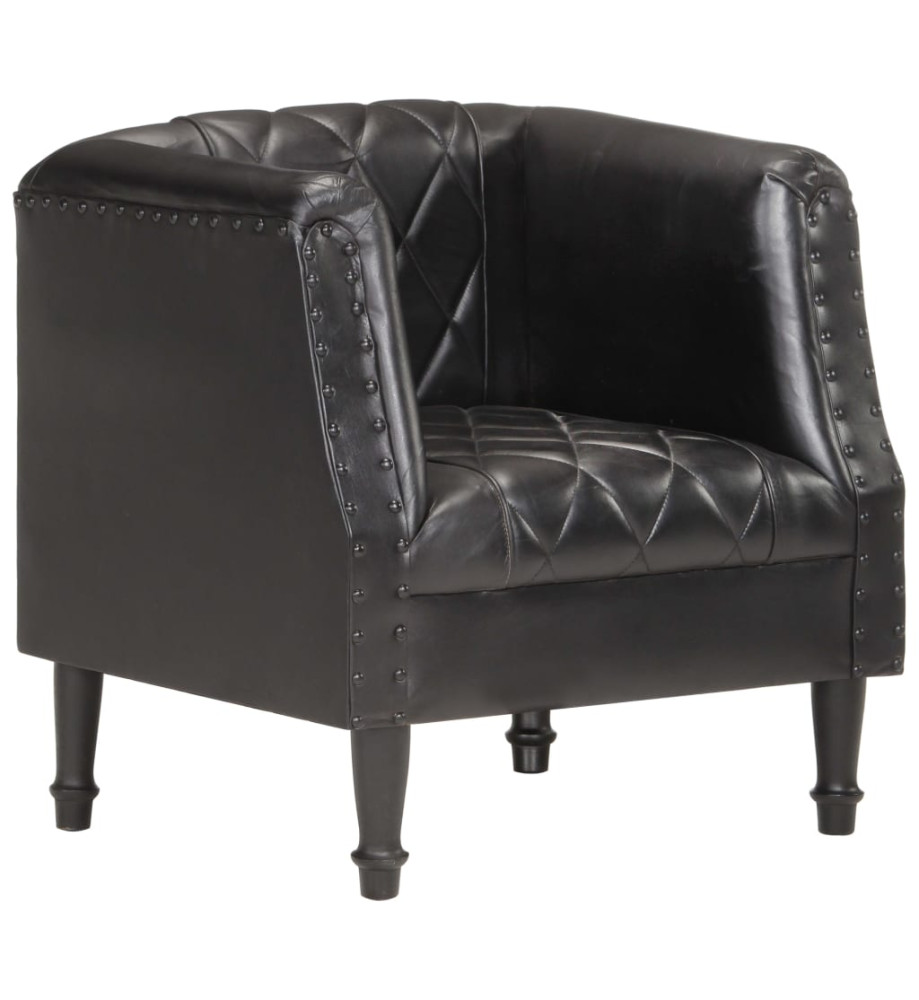 Fauteuil Noir Cuir véritable de chèvre