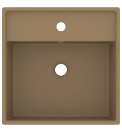 Lavabo carré de luxe à trop-plein Crème mat 41x41 cm Céramique