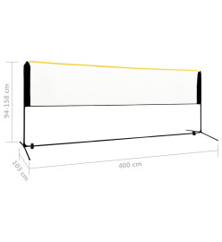 Filet de badminton réglable 400x103x94-158 cm Métal