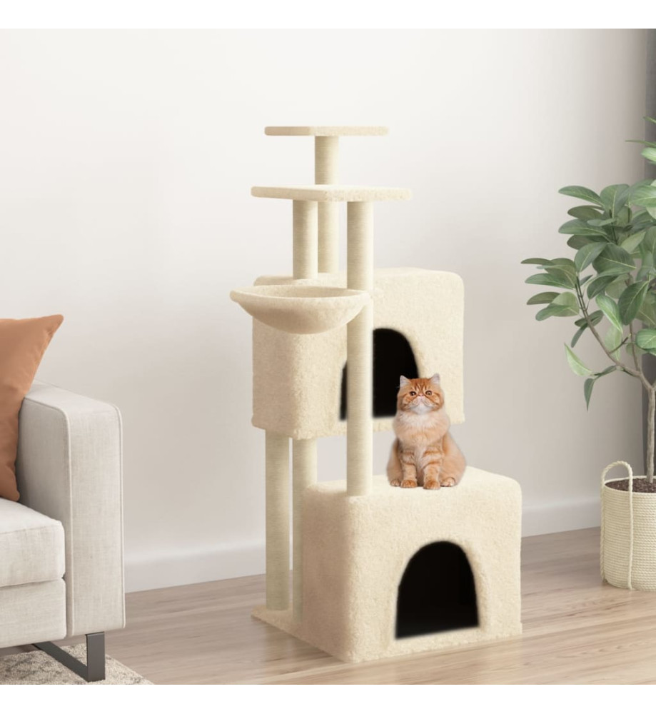 Arbre à chat avec griffoirs en sisal crème 122 cm