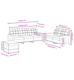 Ensemble de canapés 3 pcs avec coussins Gris foncé Tissu