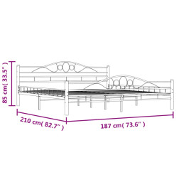 Cadre de lit Blanc Métal 180 x 200 cm