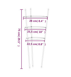 Supports pour plantes de jardin 3 anneaux 5pcs Vert 75 cm Acier