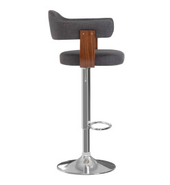 Tabourets de bar lot de 2 gris foncé bois courbé et tissu