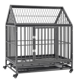 Cage pour chien avec roues et toit Acier 92x62x106 cm