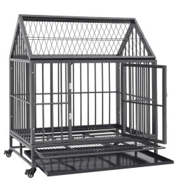 Cage pour chien avec roues et toit Acier 92x62x106 cm