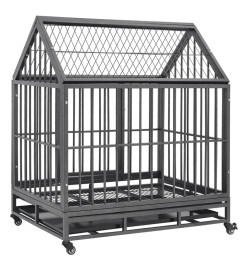 Cage pour chien avec roues et toit Acier 92x62x106 cm