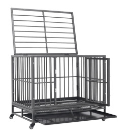 Cage pour chiens avec roues Acier 92x62x76 cm