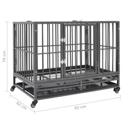 Cage pour chiens avec roues Acier 92x62x76 cm