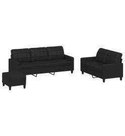 Ensemble de canapés 3 pcs avec coussins Noir Similicuir